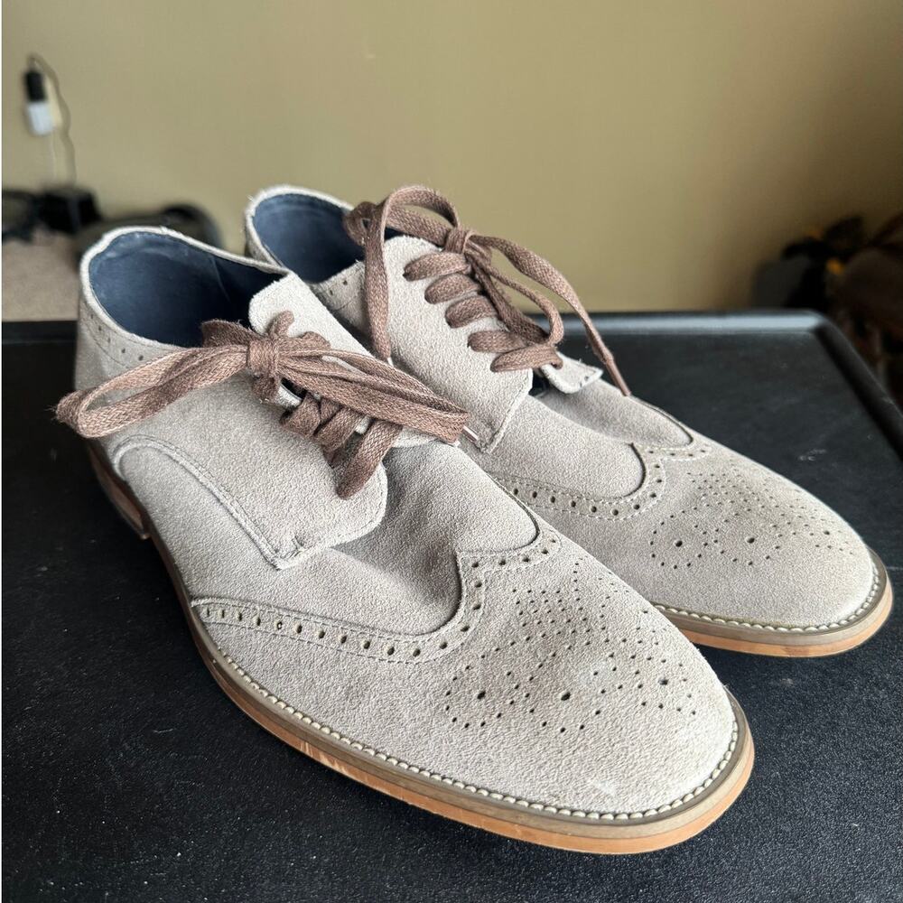 Joseph Abboud Suede Wingtip Oxford Dress Shoes Gray Leather Men’s Size 9.5